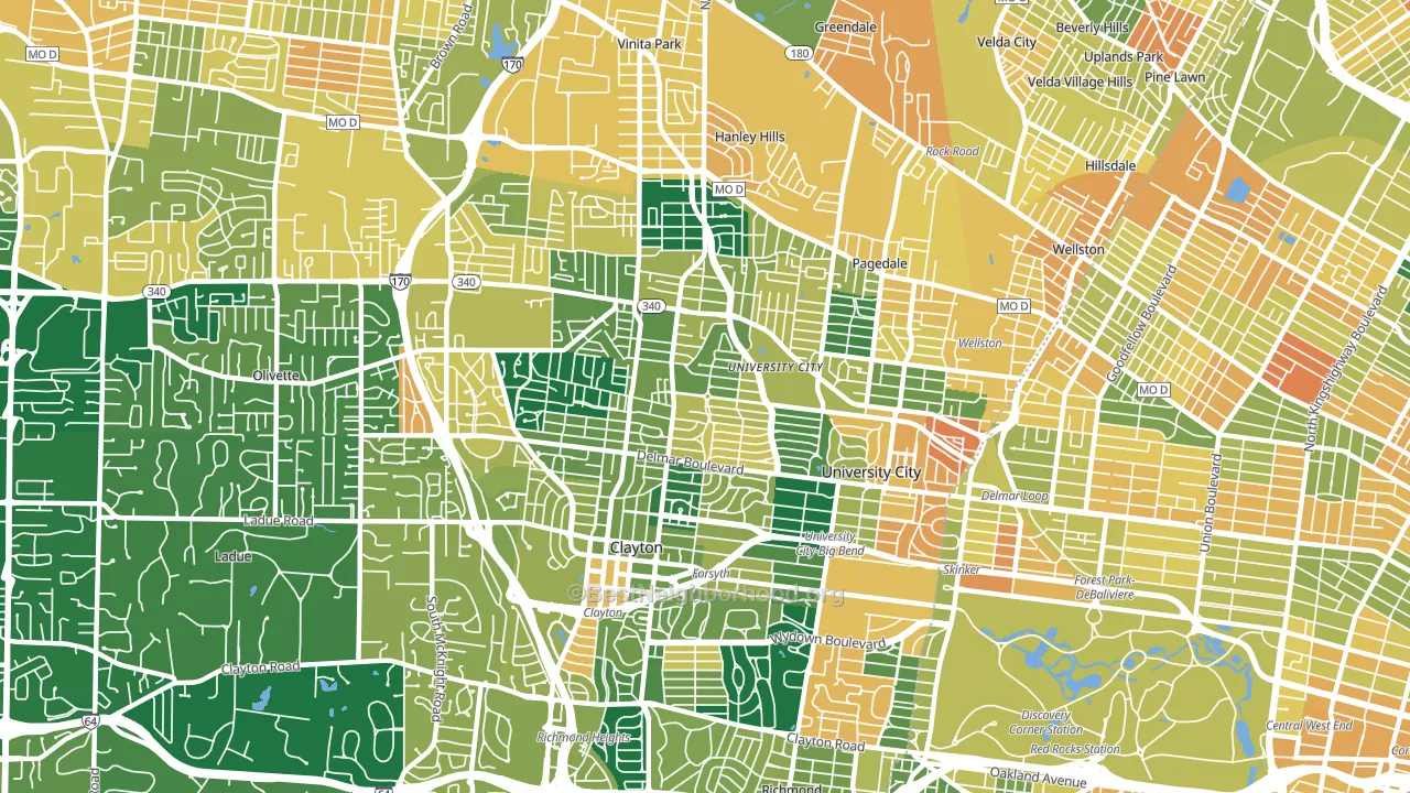 University City, MO block-group voter-turnout map