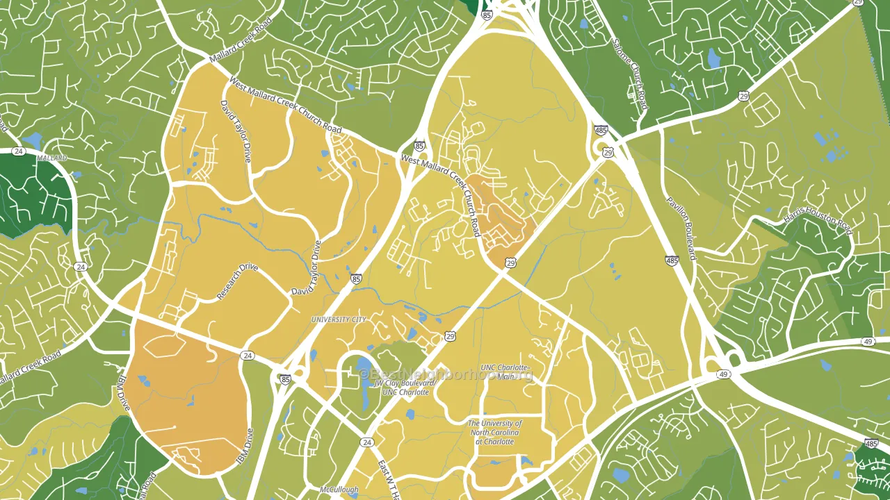 University City North, Charlotte, NC block-group voter-turnout map