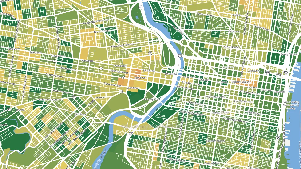 University City, Philadelphia, PA block-group voter-turnout map