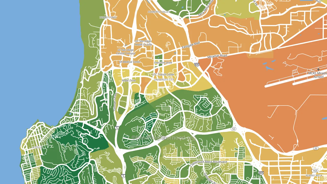 University City, San Diego, CA block-group voter-turnout map
