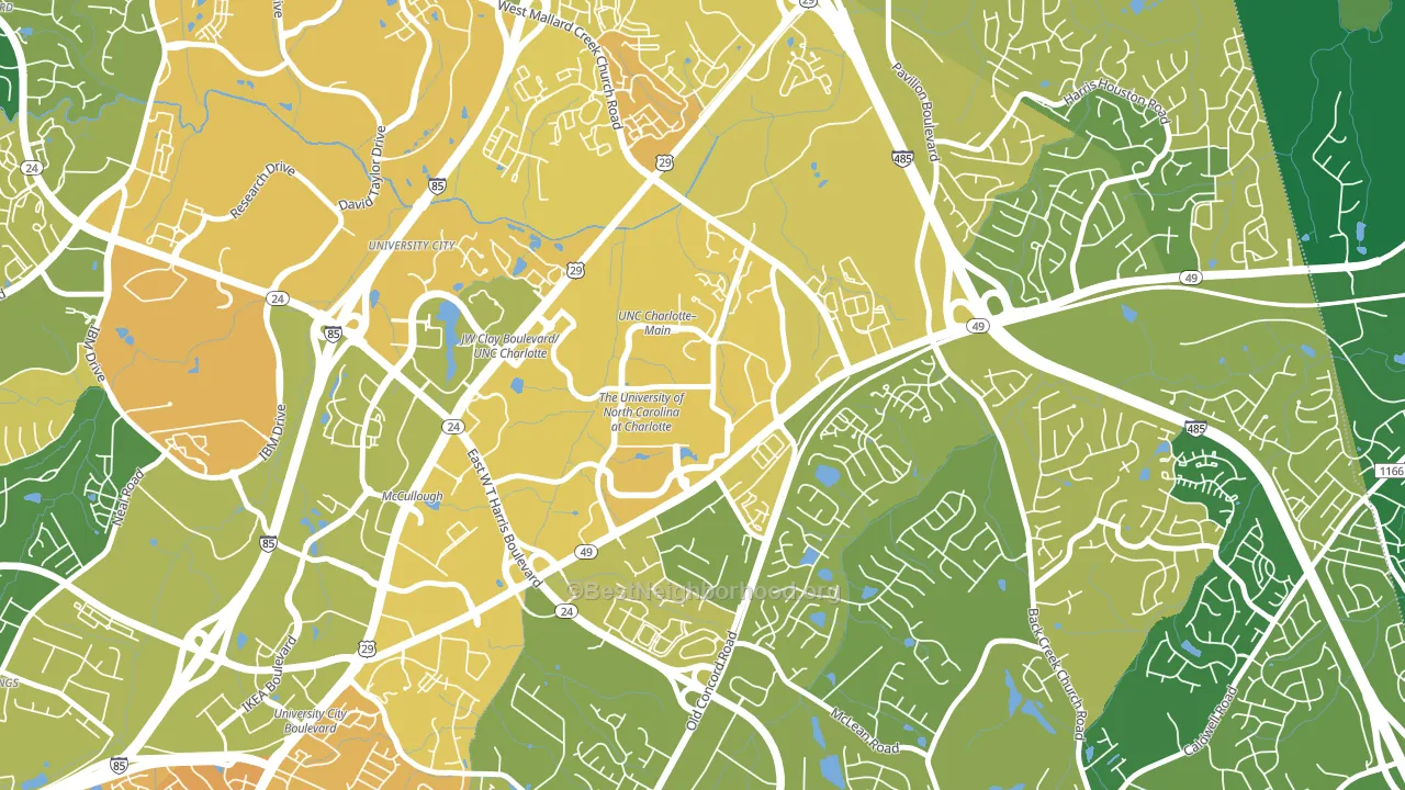 University City South, Charlotte, NC block-group voter-turnout map