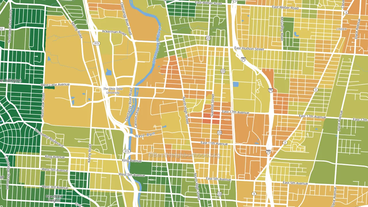 University, Columbus, OH block-group voter-turnout map