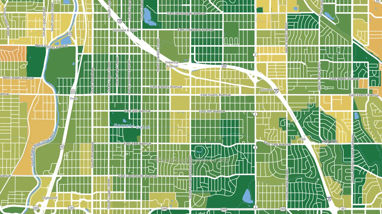 University, Denver, CO block-group voter-turnout map