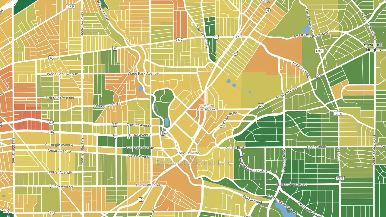 University District, Cleveland, OH block-group voter-turnout map