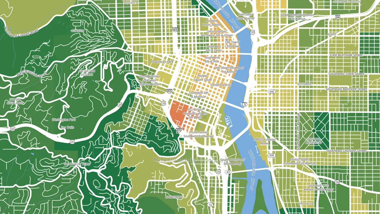 University District, Portland, OR block-group voter-turnout map