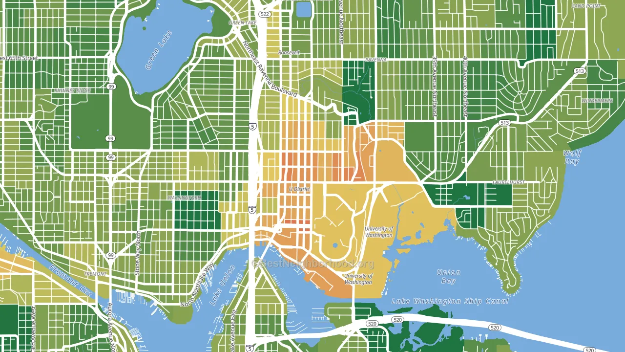 University District, Seattle, WA block-group voter-turnout map