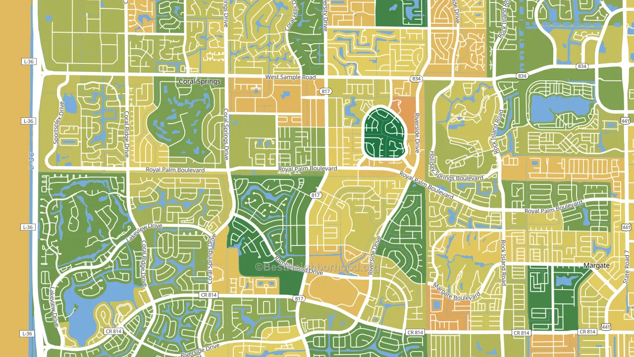 University Drive, Coral Springs, FL block-group voter-turnout map
