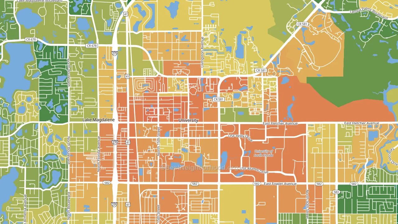 University, FL block-group voter-turnout map