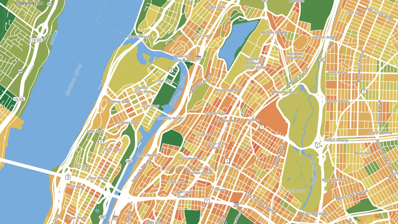 University Heights, Bronx, NY block-group voter-turnout map
