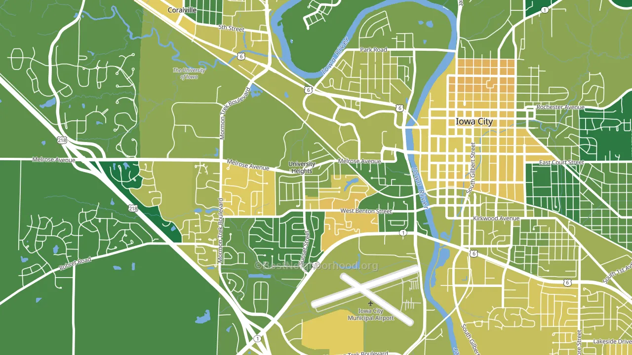 University Heights, IA block-group voter-turnout map
