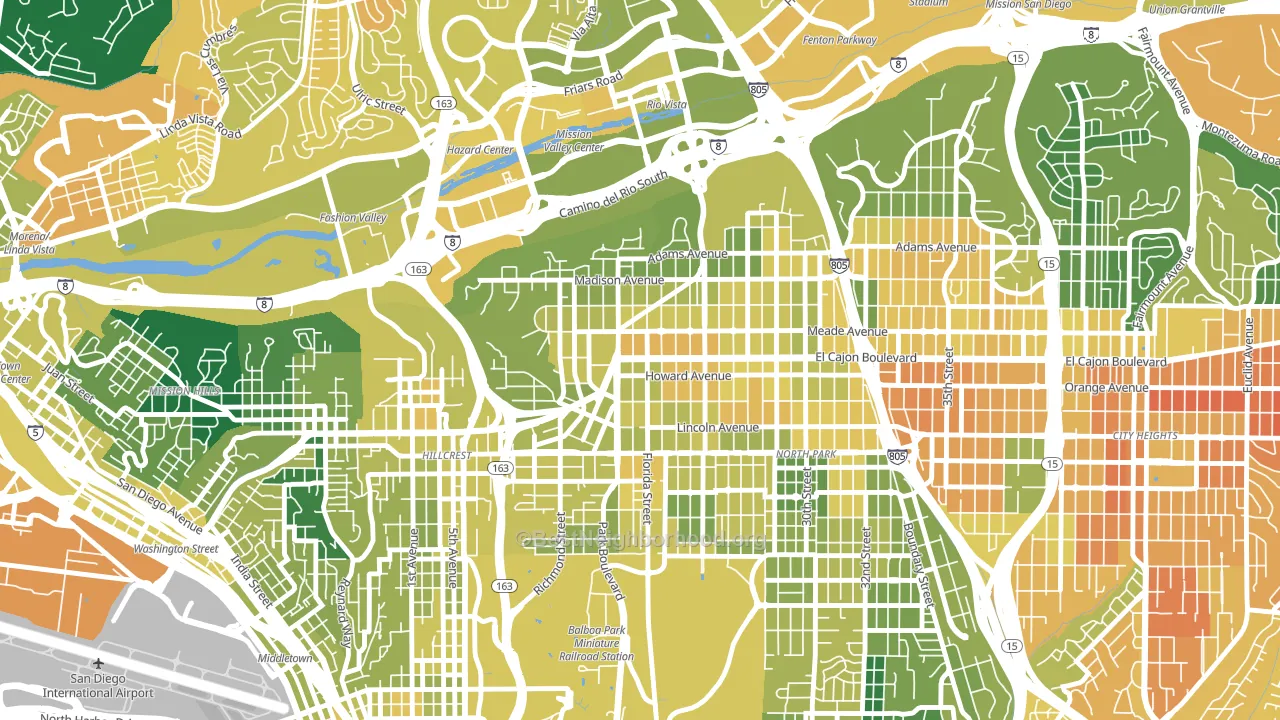 University Heights, San Diego, CA block-group voter-turnout map