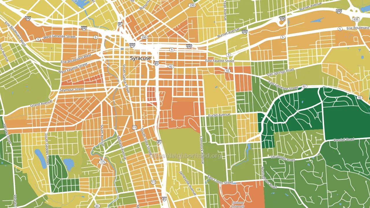 University Hill, Syracuse, NY block-group voter-turnout map