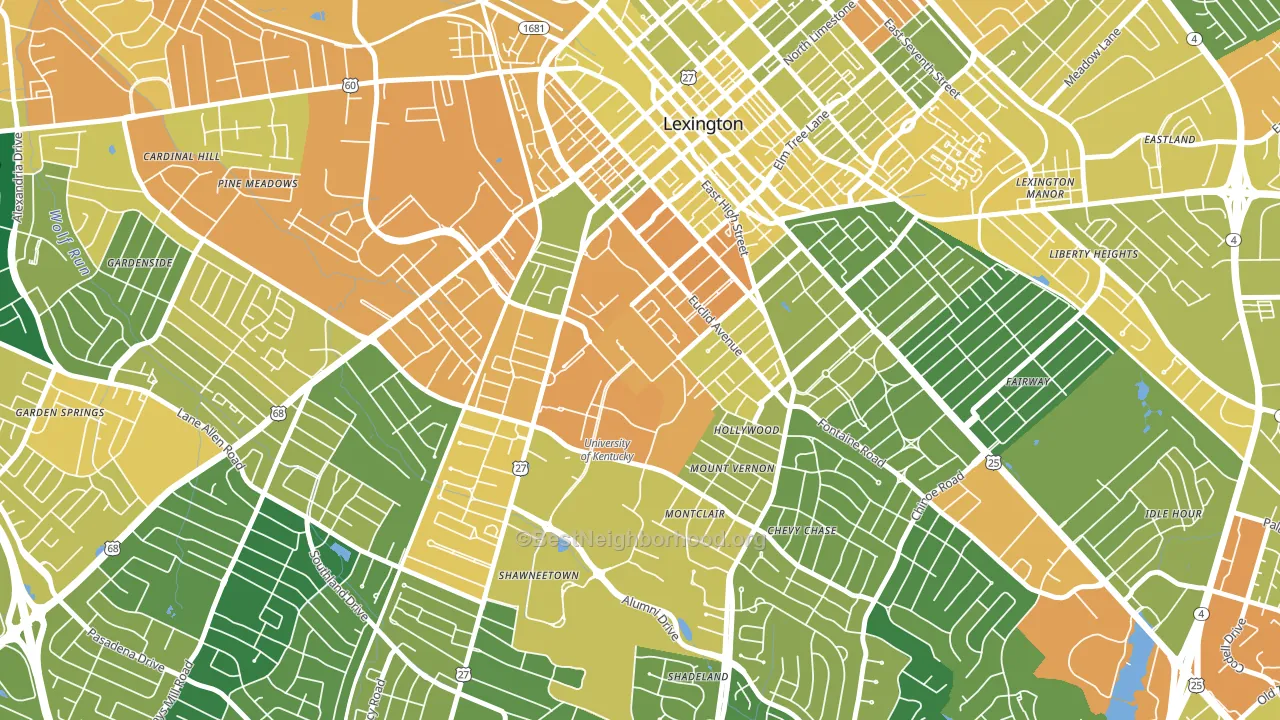 University of Kentucky, Lexington, KY block-group voter-turnout map
