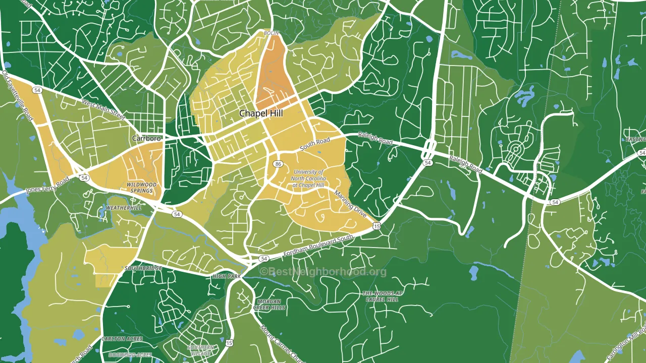 University of NC at Chapel Hill, Chapel Hill, NC block-group voter-turnout map