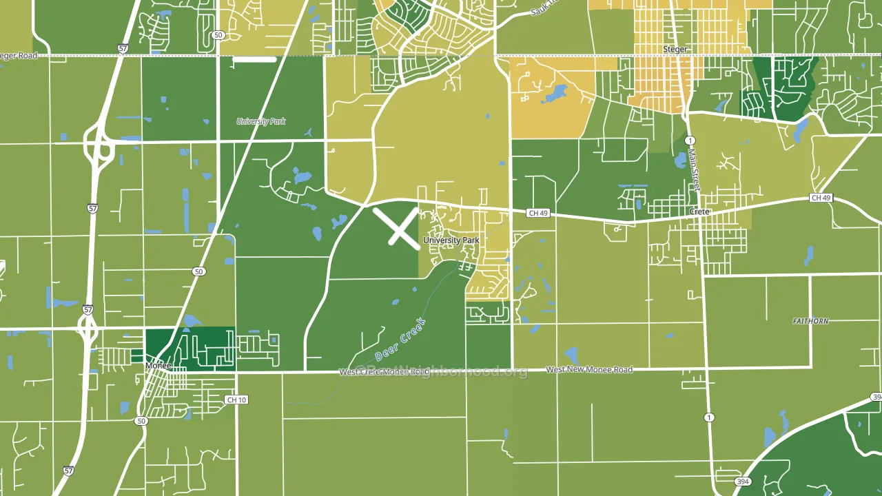 University Park, IL block-group voter-turnout map