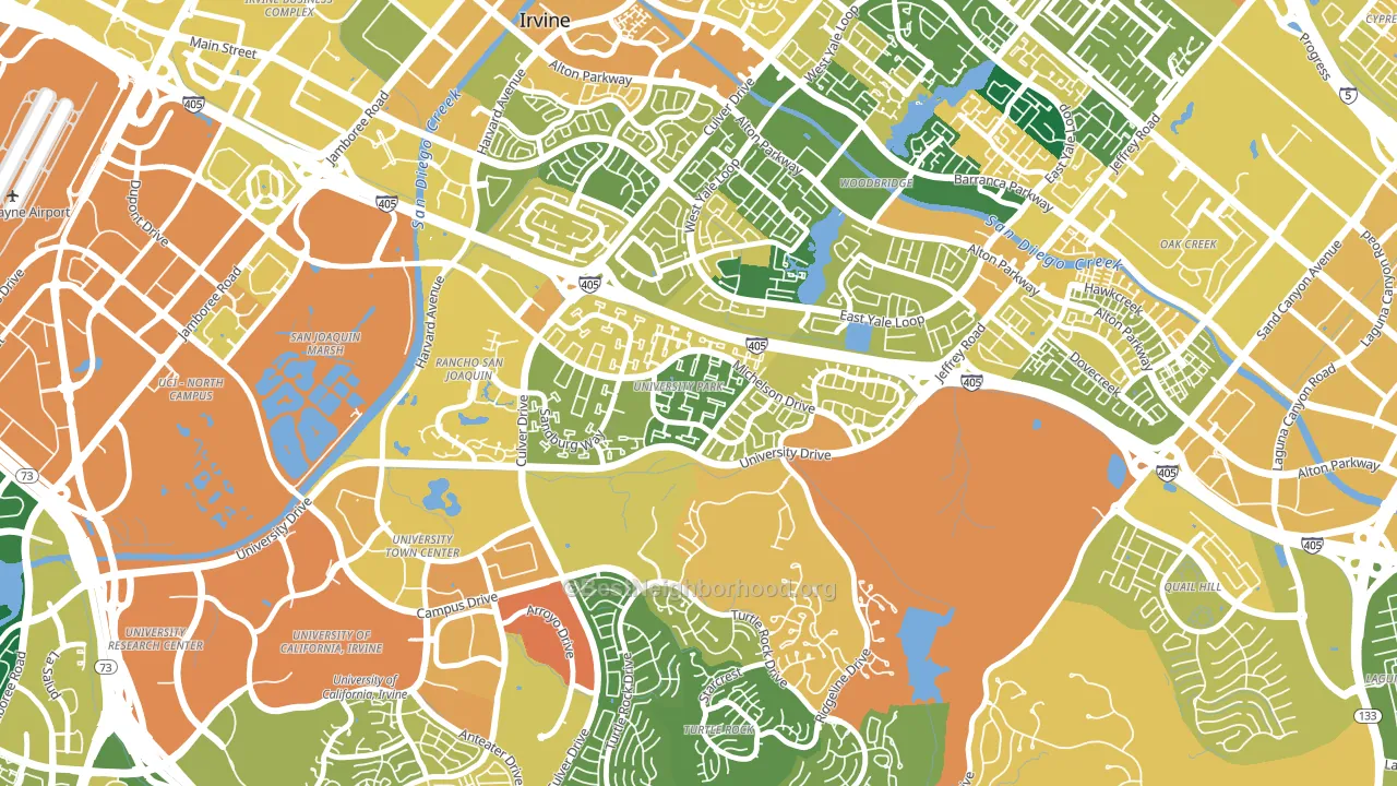 University Park, Irvine, CA block-group voter-turnout map