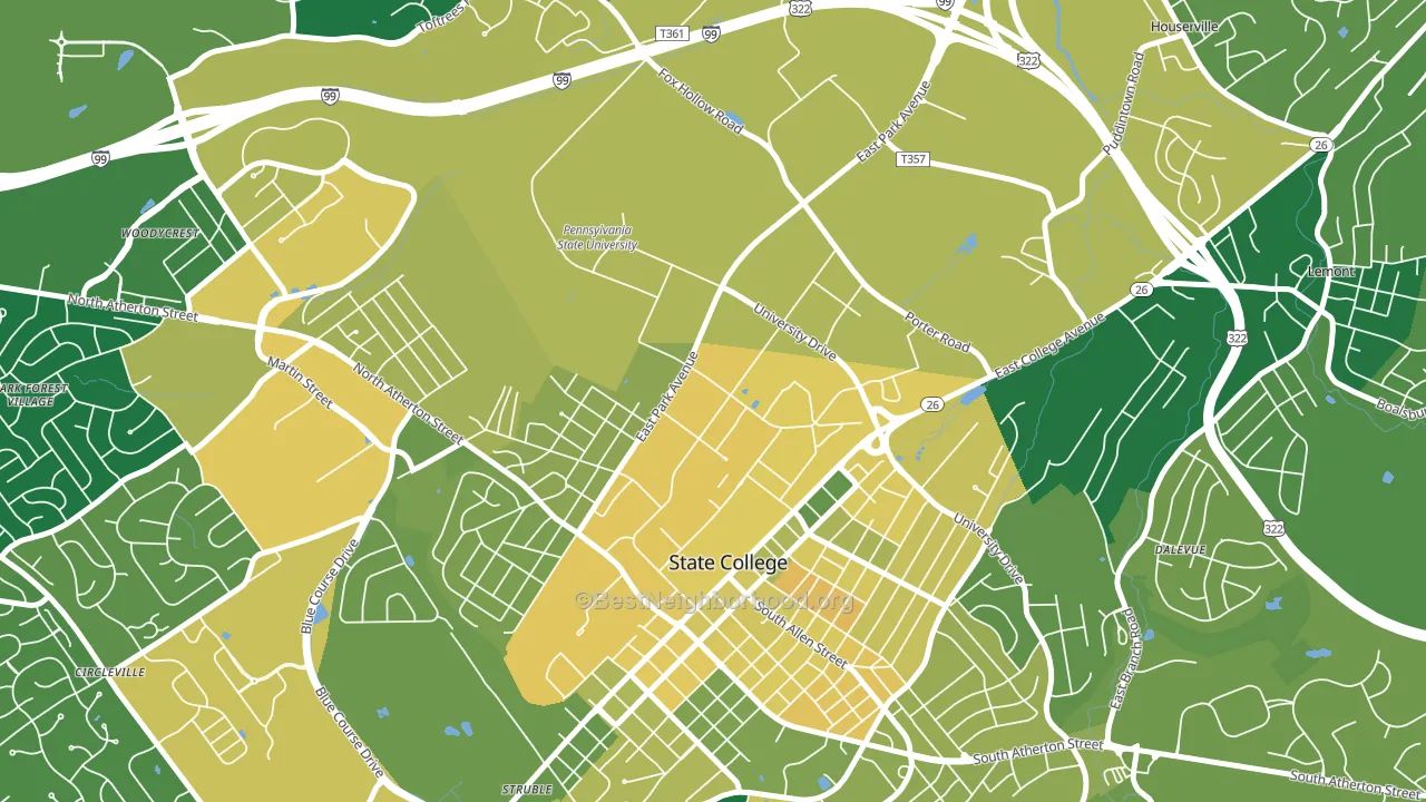 University Park, PA block-group voter-turnout map