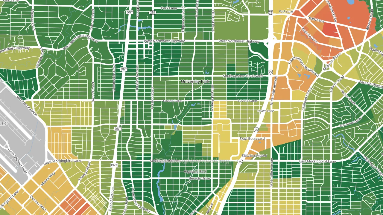 University Park, TX block-group voter-turnout map