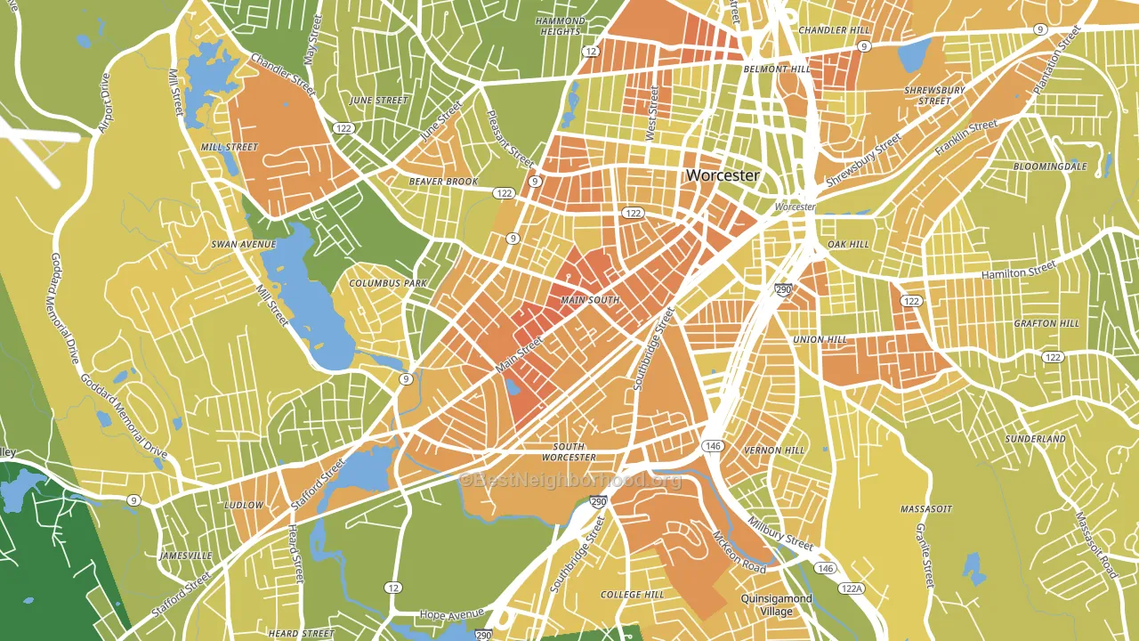 University Park, Worcester, MA block-group voter-turnout map