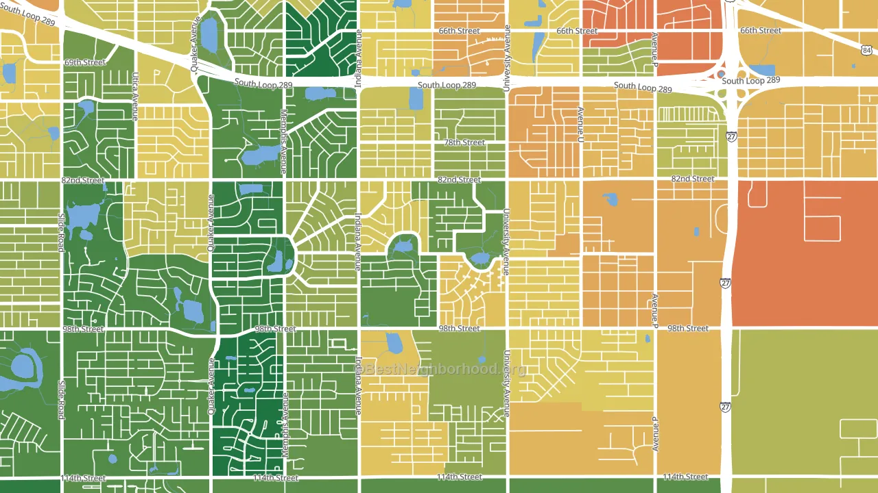 University Pines, Lubbock, TX block-group voter-turnout map