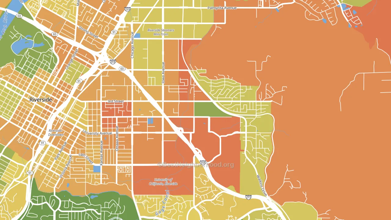 University, Riverside, CA block-group voter-turnout map