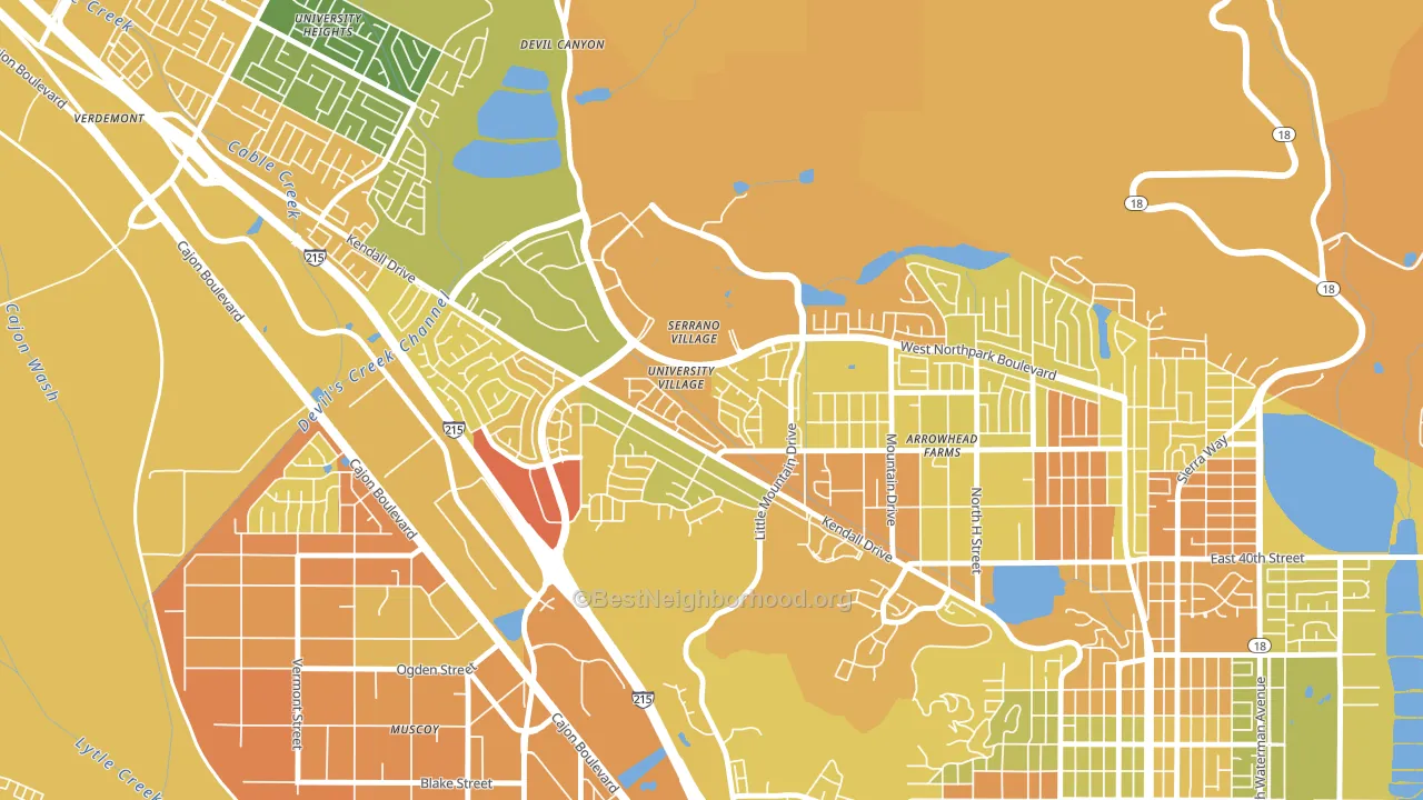 University-San Bernardino, San Bernardino, CA block-group voter-turnout map