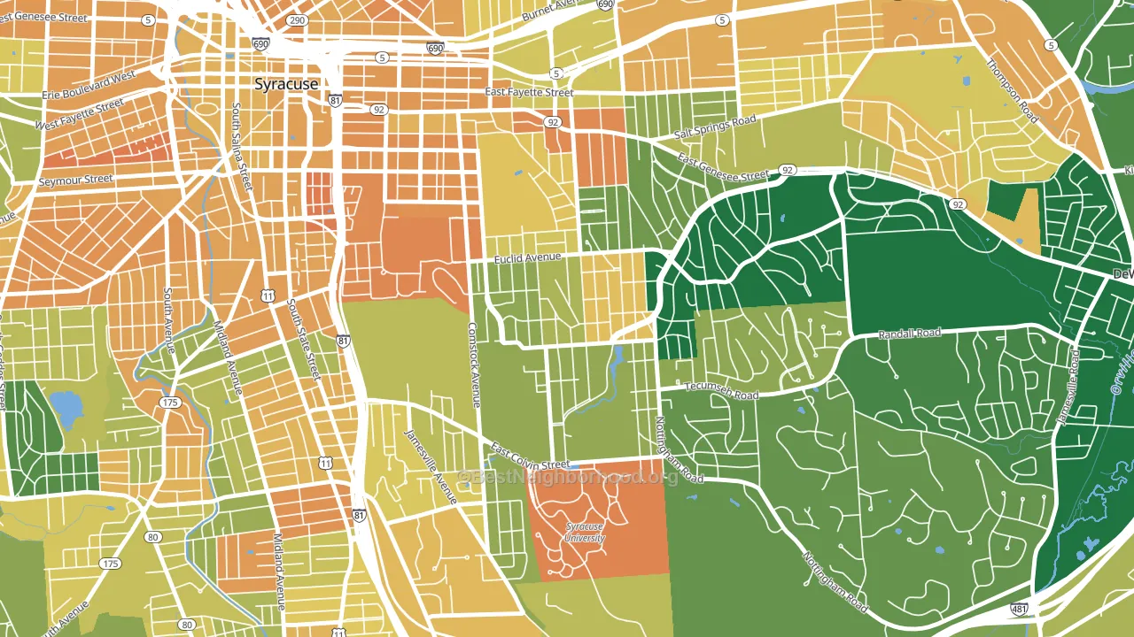 University-Syracuse, Syracuse, NY block-group voter-turnout map