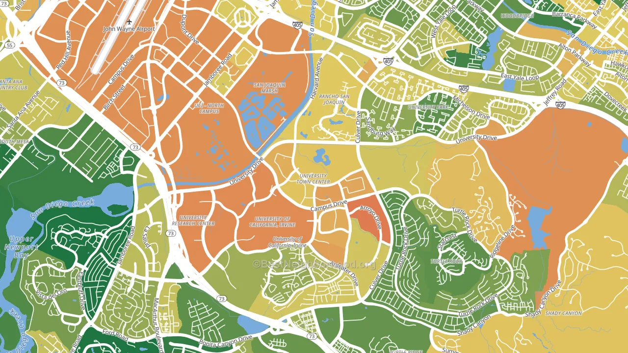 University Town Center, Irvine, CA block-group voter-turnout map