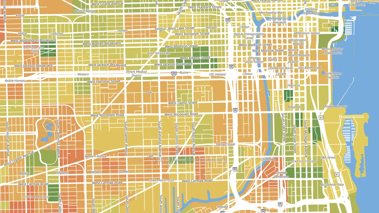 University Village, Chicago, IL block-group voter-turnout map