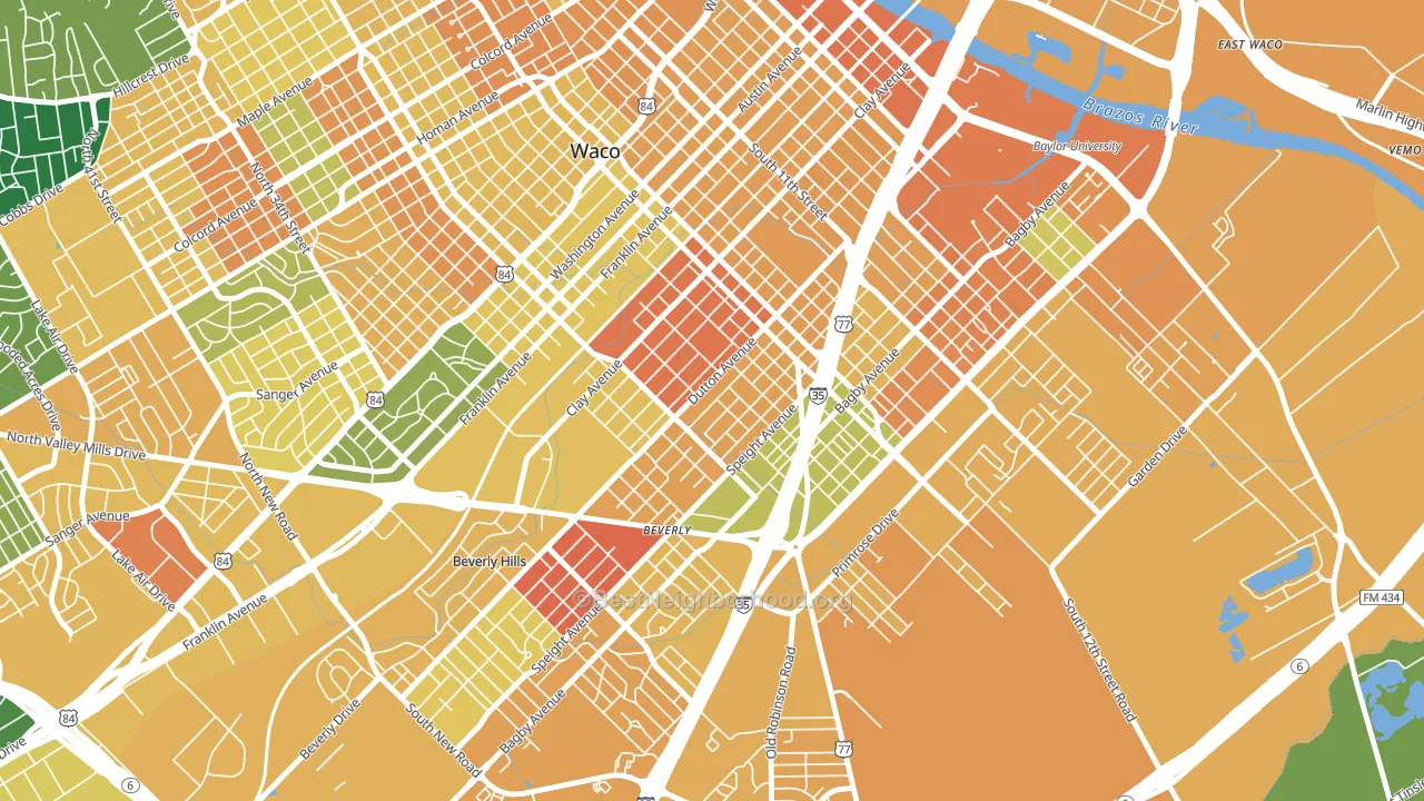 University, Waco, TX block-group voter-turnout map