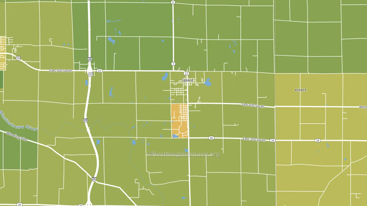 Upland, IN block-group voter-turnout map