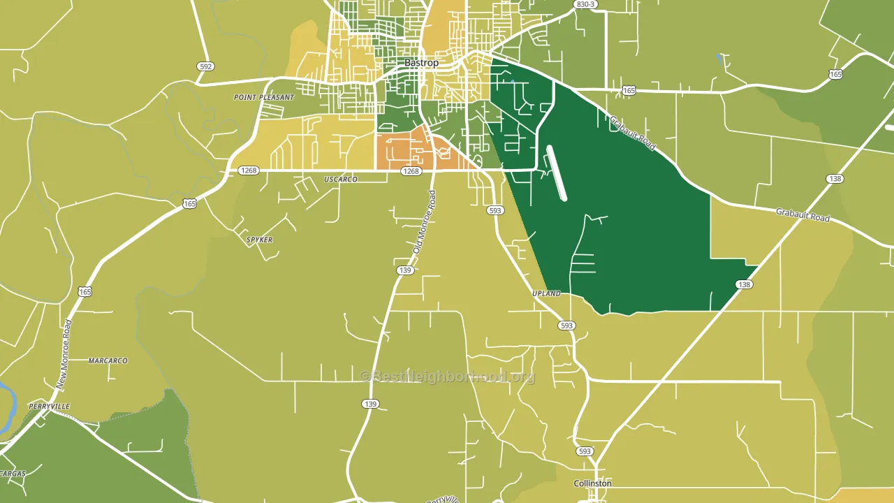 Upland, LA block-group voter-turnout map