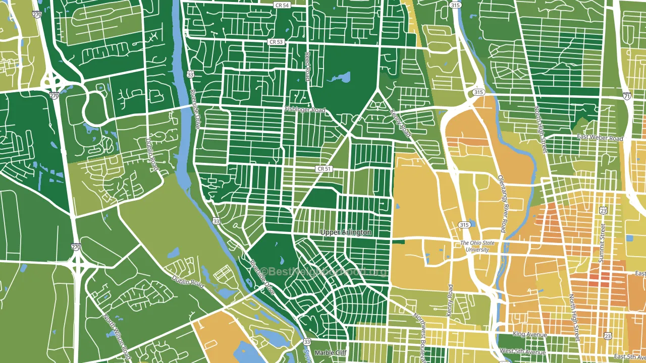Upper Arlington, OH block-group voter-turnout map