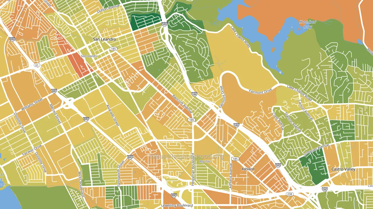 Upper Bal, San Leandro, CA block-group voter-turnout map
