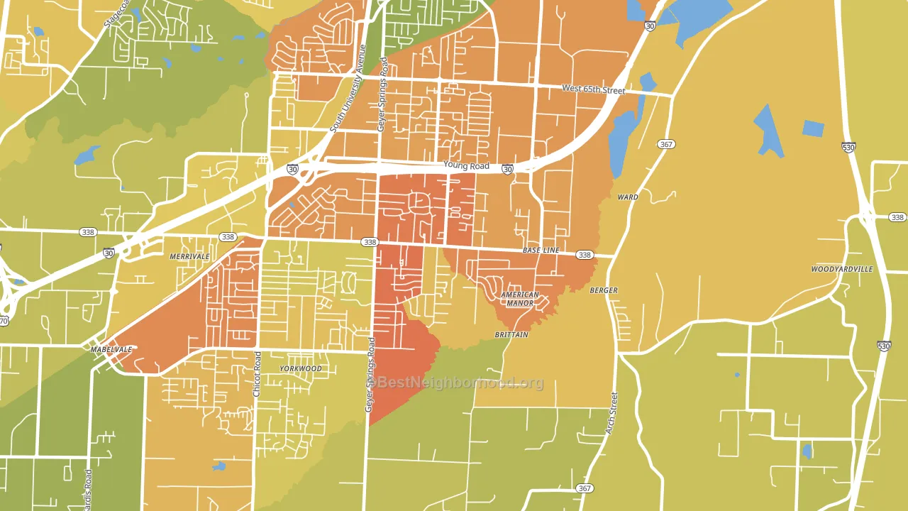 Upper Baseline, Little Rock, AR block-group voter-turnout map