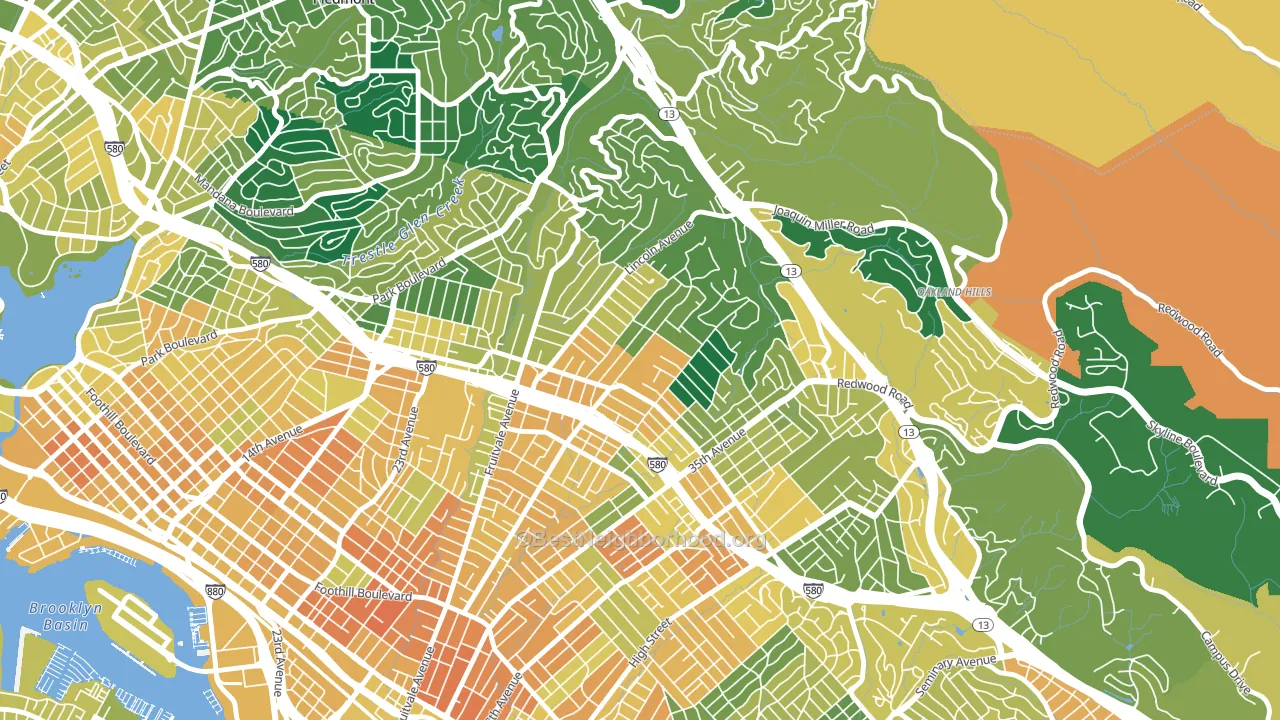 Upper Dimond, Oakland, CA block-group voter-turnout map