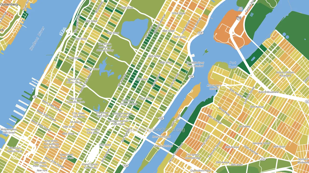 Upper East Side, Manhattan, NY block-group voter-turnout map