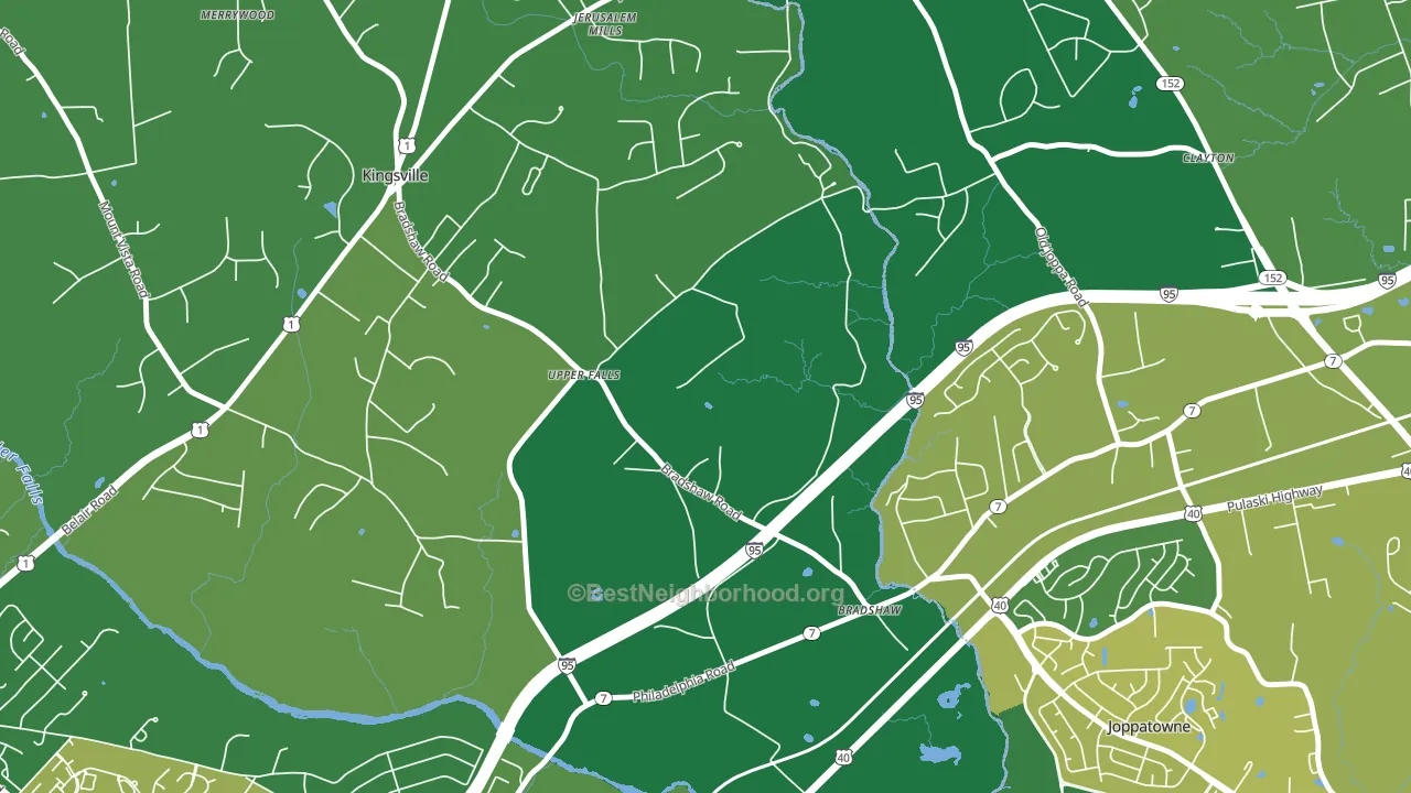 Upper Falls, MD block-group voter-turnout map