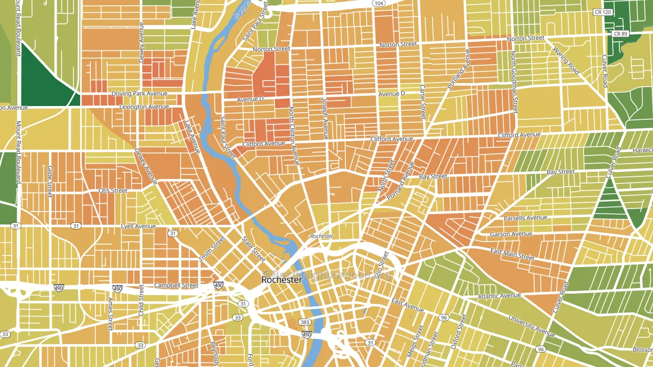 Upper Falls, Rochester, NY block-group voter-turnout map