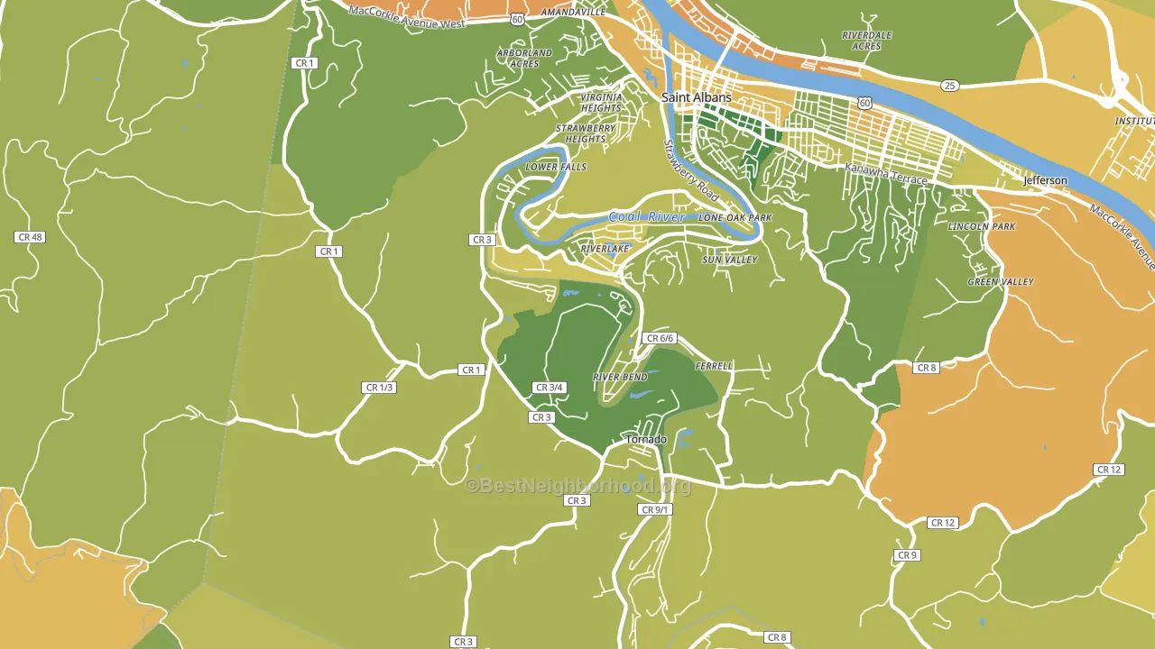 Upper Falls, WV block-group voter-turnout map