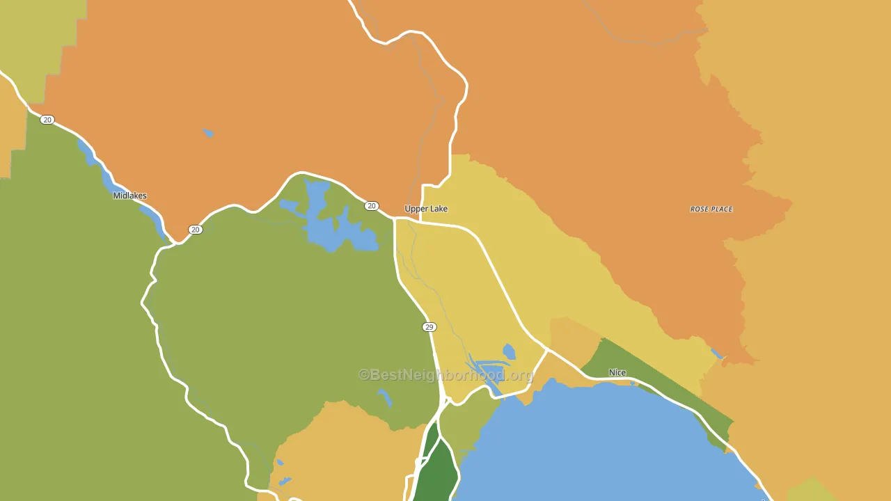 Upper Lake, CA block-group voter-turnout map