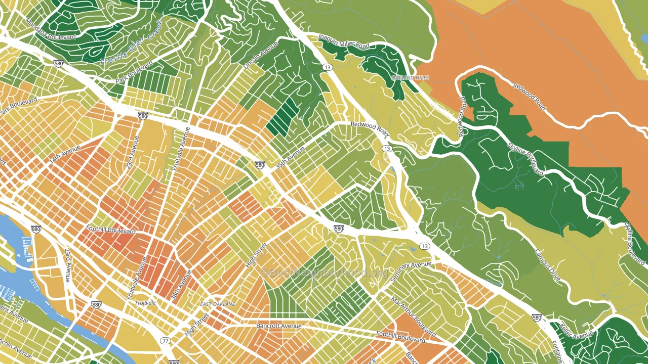 Upper Laurel, Oakland, CA block-group voter-turnout map