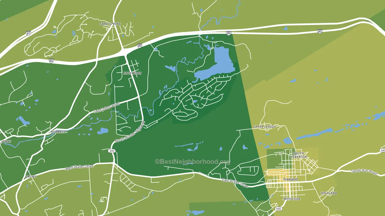 Upper Lehigh, PA block-group voter-turnout map