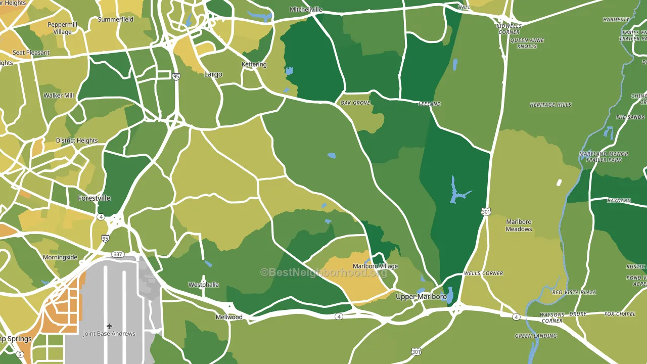 Upper Marlboro, MD block-group voter-turnout map
