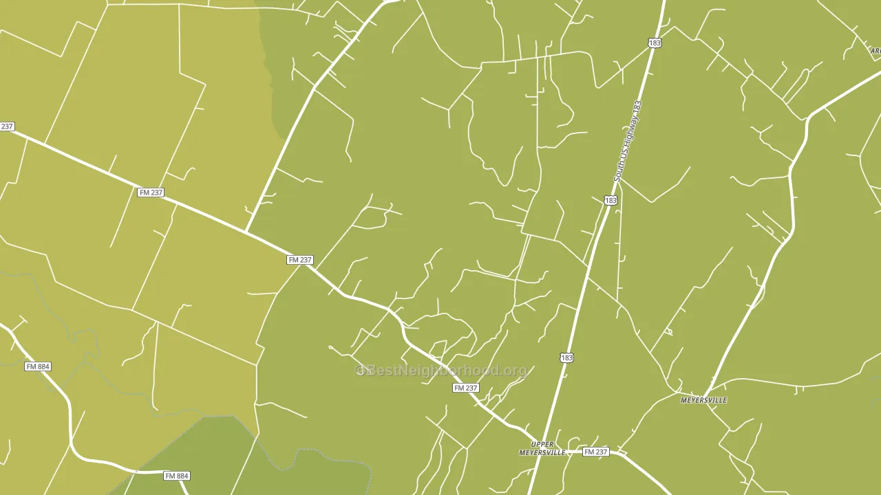 Upper Meyersville, TX block-group voter-turnout map