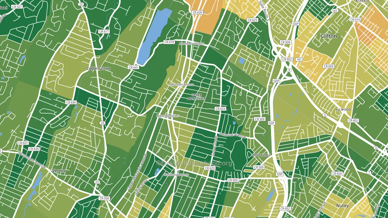 Upper Montclair, NJ block-group voter-turnout map