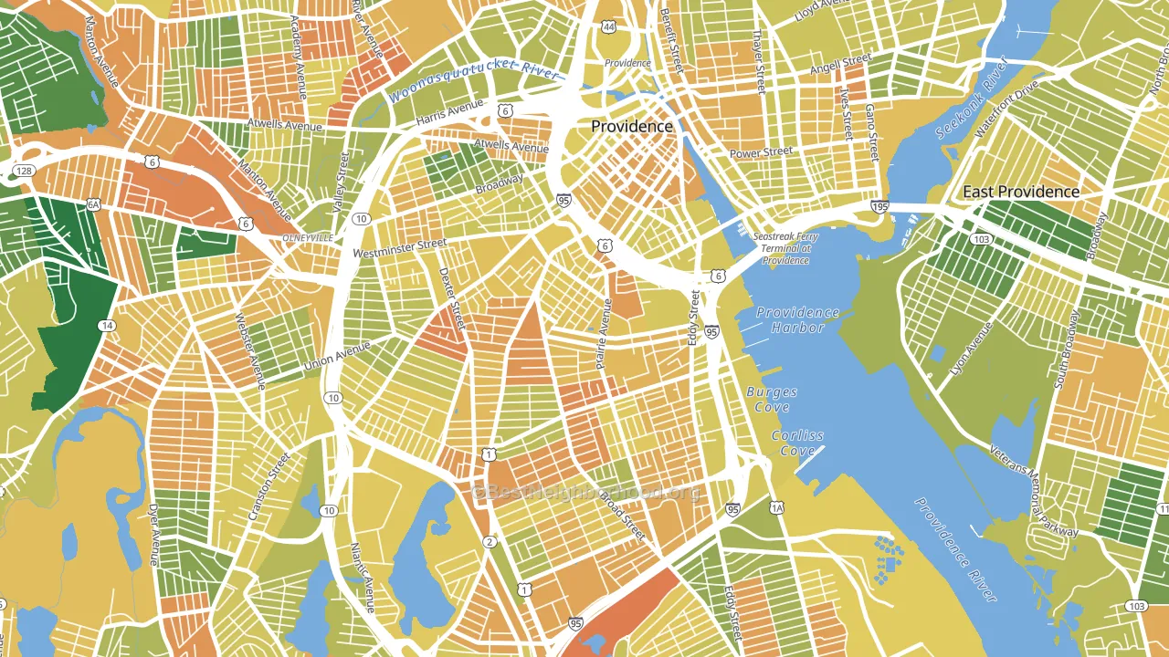 Upper South Providence, Providence, RI block-group voter-turnout map