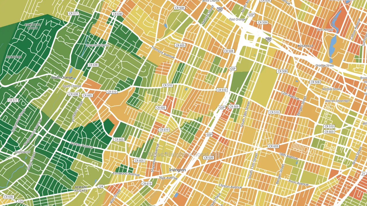 Upper Vailsburg, Newark, NJ block-group voter-turnout map