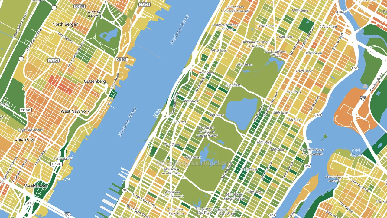 Upper West Side, Manhattan, NY block-group voter-turnout map