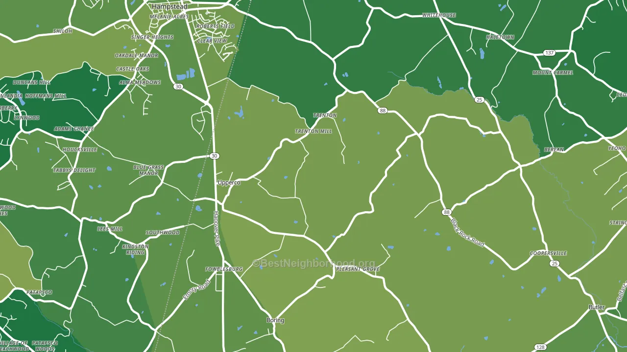 Upperco, MD block-group voter-turnout map